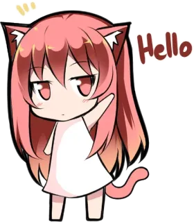 👋 c23ae065 Hello Аниме, Девушка-кошка, Привет, Приветствие, Каваий, Чиби telegram sticker