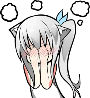 ♦️ dd26c98d аниме девушка, кошачьи ушки, плачет, эмоциональный, кавайный, грустный, румянец, мультфильм telegram sticker