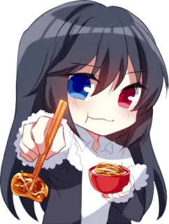 🍗 e88acaab Аниме девушка, Чиби, Лапша, Палочки, Еда, Милый telegram sticker