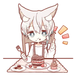 🍽️ f1ce0020 Аниме, Кошачьи ушки, Десерт, Милый, Каваии telegram sticker