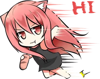 👋 f38460c0 HI Аниме, Чиби, Девушка-кошка, Привет, Приветствие telegram sticker