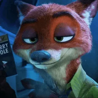 🦊 55db772c Nick Wilde Zootopia Fuchs, Cartoon, Tier, Figur, Anthropomorph, lächelnd, animiert telegram sticker