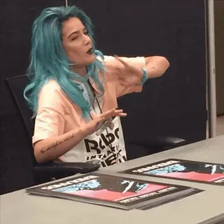👼 791c9f8a Halsey penyanyi, musisi, selebriti, rambut biru, wanita whatsapp sticker