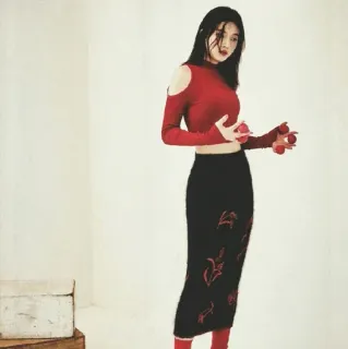 🏮 ffae6f2e wanita, mode, model, potret, merah, hitam telegram sticker