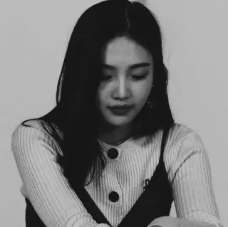 🦋 c3444091 ผู้หญิง, ภาพเหมือน, ขาวดำ, เกาหลี telegram sticker