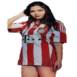 😏 c883b7bf woman, portrait, female, model, soccer jersey, FC Bayern Munich telegram sticker
