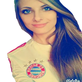 ❤ daa816ac woman, portrait, blonde, blue eyes, shirt, FC Bayern Munich, soccer team, fan telegram sticker