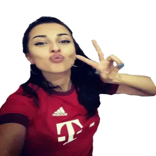 😘 e035625e woman, peace sign, selfie, portrait, person, posing telegram sticker