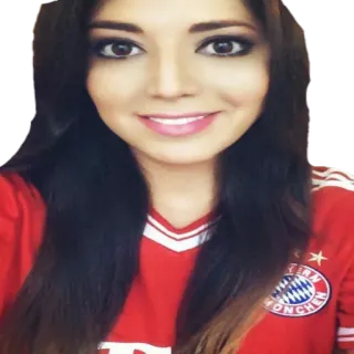 😀 f5451261 woman, portrait, face, brunette, selfie, bayern munich, soccer, jersey telegram sticker