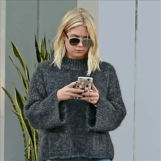 ✨ ab236456 woman, blonde, sunglasses, sweater, phone, indoor telegram sticker