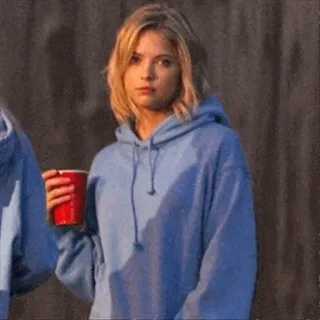 ✨ ca3da511 woman, hoodie, cup, blonde, casual telegram sticker