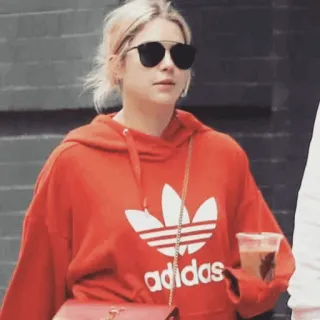 🍾 1f684f75 adidas adidas, bluza z kapturem, czerwony, moda, odzież, kobieta whatsapp sticker