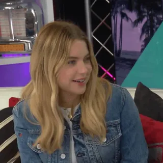 🌔 61b558b1 woman, blonde, denim jacket, portrait, people whatsapp sticker