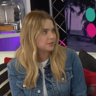 🌔 94ca97cb woman, blonde hair, denim jacket, portrait, person whatsapp sticker