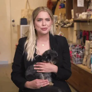 🌔 c2c435e4 woman, dog, pet, portrait, black jacket, blonde hair whatsapp sticker