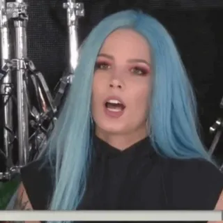 🔌 bd48e8d8 Halsey Halsey, penyanyi, selebriti, rambut biru, potret, wanita whatsapp sticker