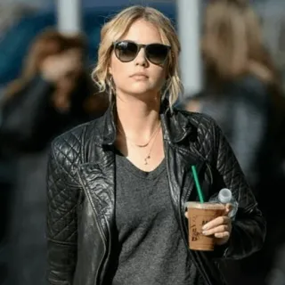 🍓 4df945f3 woman, sunglasses, coffee, jacket, fashion, outdoors telegram sticker