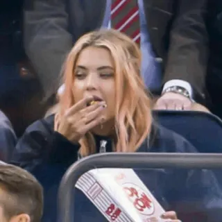 🍓 a50f4f06 eating, popcorn, woman, food, snack, person telegram sticker