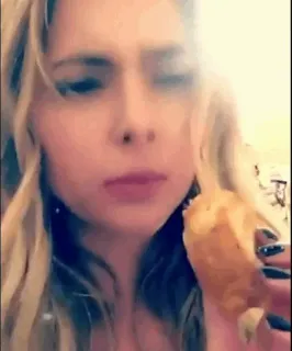 🍓 cfc1b1fc woman, eating, food, person, blond, snack telegram sticker