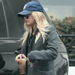 🍓 e9a2d657 person, woman, middle finger, gesture, casual, coffee, sunglasses telegram sticker