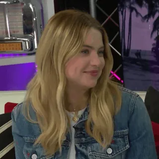 👾 557903fc woman, blonde hair, portrait, female, person, denim jacket telegram sticker