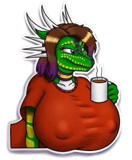 ☕️ a007d21a lagarto, antropomórfico, café, réptil, desenho animado, adesivo telegram sticker