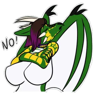🚯 bb592936 NO! dragão, adesivo, fantasia, desenho animado, não, desaprovação, verde telegram sticker