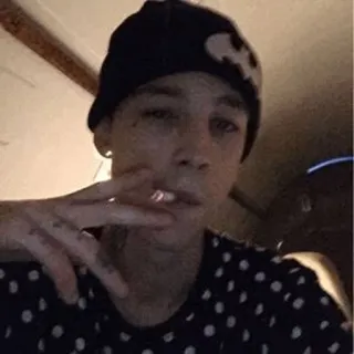 💲 0829f220 man, cigarette, beanie, smoking, tattoo, portrait telegram sticker