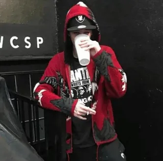 💲 2ee79eb1 ANTI anti, youth, streetwear, clothing, hoodie, fashion, person, drink telegram sticker