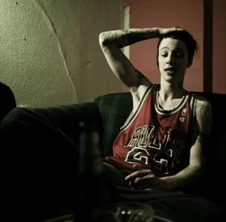 💲 443e1969 man, couch, tattoos, jersey, sitting, indoors telegram sticker