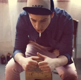 💲 7bcbcff1 man, smoking, cigarette, hat telegram sticker