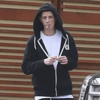 💲 fec4b8ae smoking, hoodie, cigarette, male telegram sticker