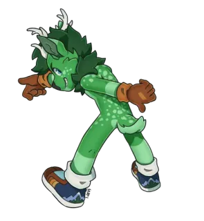 🦌 996fcb9f rusa, karakter, hijau, antro, kartun, hutan telegram sticker