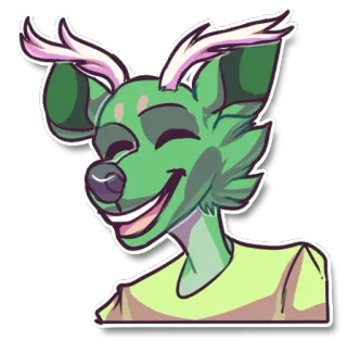 😄 9976d680 binatang, berbulu, hijau, kartun, ilustrasi, karakter telegram sticker