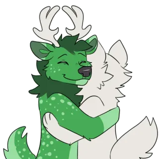 🤗 b408f12e Furry, Rusa, Serigala, Peluk, Persahabatan, Lucu, Kartun, Binatang, Animasi telegram sticker