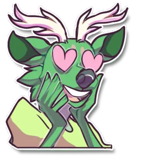 😍 dc50e99e rusa, imut, mata hati, cinta, hewan, kartun, hijau telegram sticker