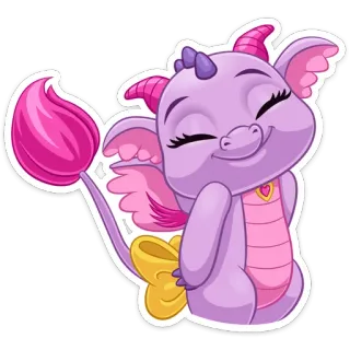 ☺️ 812ae2b9 naga, kartun, stiker, imut, merah muda, ungu, binatang, fantasi telegram sticker