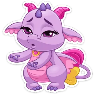 😬 e34d3997 naga, kartun, imut, stiker, fantasi, ungu, merah muda telegram sticker