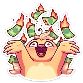 🤑 e6b58f73 dinheiro, queimar dinheiro, desenho animado, ganância, desperdício, gastos imprudentes telegram sticker