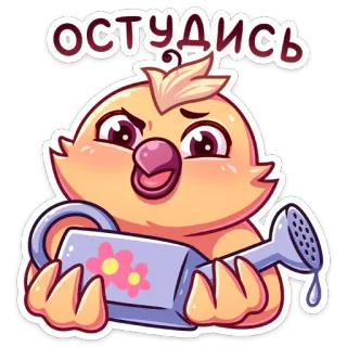 🧯 eed4cc36 ОСТУДИСЬ pássaro, pintinho, regador, fofo, desenho animado telegram sticker