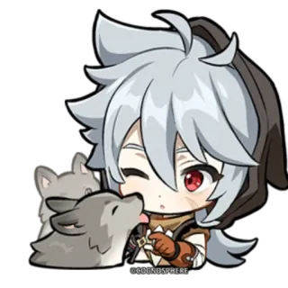 😚 255f6b90 Razor Genshin Impact อนิเมะ, จิบิ, เกม, หมาป่า, น่ารัก, เก็นชิน อิมแพ็ค, เรเซอร์ telegram sticker