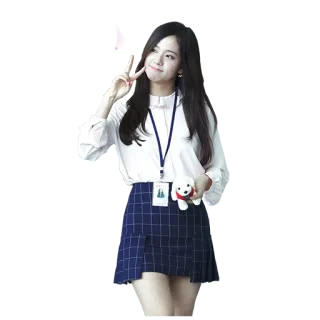 ✌️ 63bfc01b donna, ragazza, K-pop, segno di pace, asiatica, studentessa, uniforme scolastica whatsapp sticker