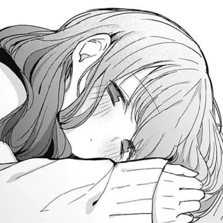 ☁️ 1a188bef Anime, Manga, Triste, Fille, Monochrome, Illustration, Femme telegram sticker