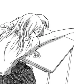 ☁️ 479013f2 manga, anime, fille, école, dormir, bureau, fatigué telegram sticker