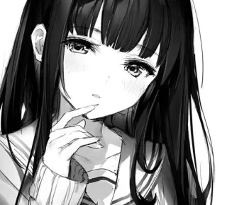 ☁️ dabeede3 fille anime, manga, uniforme scolaire, noir et blanc, mignon, kawaii telegram sticker