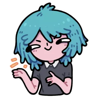 😉 374a35a1 cartoon, character, blue hair, art, sticker whatsapp sticker