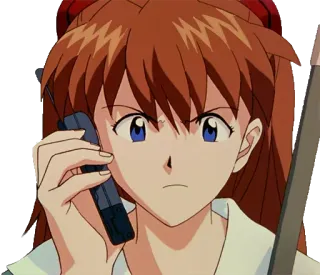 ๐ก ac1d3c88 Asuka Langley Soryu Neon Genesis Evangelion anime, character, cartoon, woman, phone telegram sticker