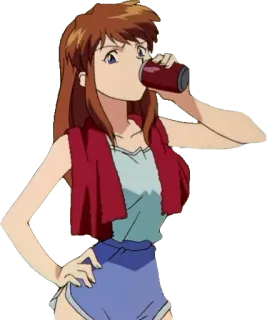 ๐บ fb703482 Misato Katsuragi Neon Genesis Evangelion anime, woman, drinking, Misato Katsuragi, Neon Genesis Evangelion telegram sticker