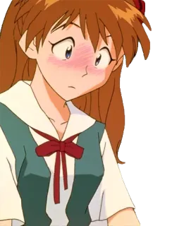 ๐ณ fba8d44b Asuka Langley Soryu Neon Genesis Evangelion anime, character, cartoon, embarrassed, blushing telegram sticker