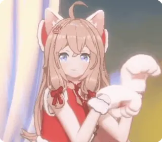 😝 635a2a35 anime, character, offensive gesture, cat ears, girl telegram sticker